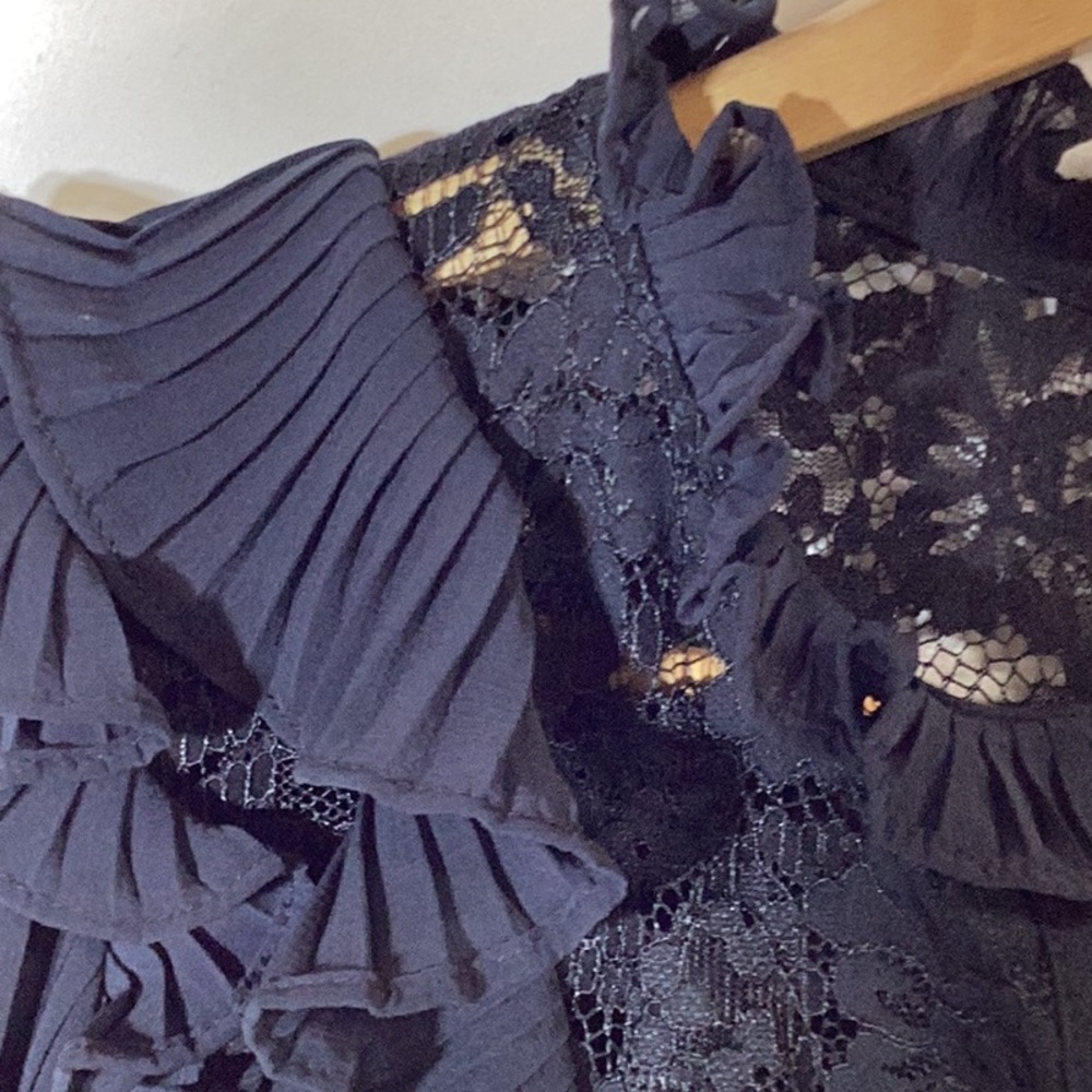 ANTHROPOLOGIE Pleated Ruffled Blouse Black Size XS - Picture 11 of 15